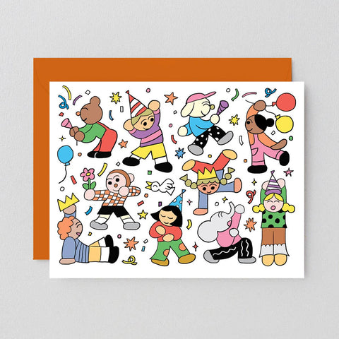 Targeta de felicitació infantil d'aniversari de ballarins