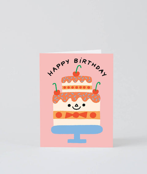 Happy Birthday Cake & Cherries Kids Greeting Card