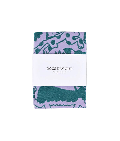 Dogs Day Out Woven Cotton Tea Towel