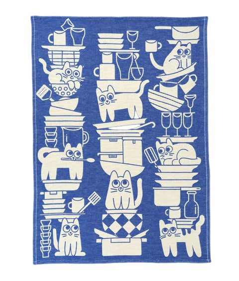 Kitchen Cats Woven Cotton Tea Towel