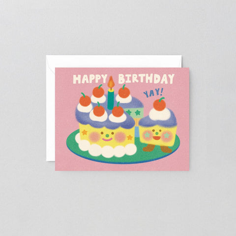 Happy Birthday Yay Cake & Slice Kids Greeting Card