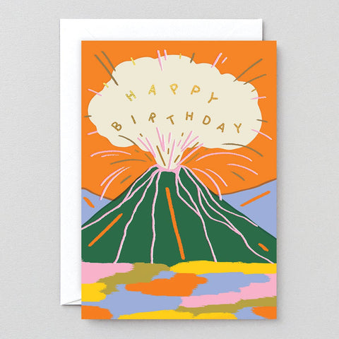 Birthday Volcano Foiled Greetings Card
