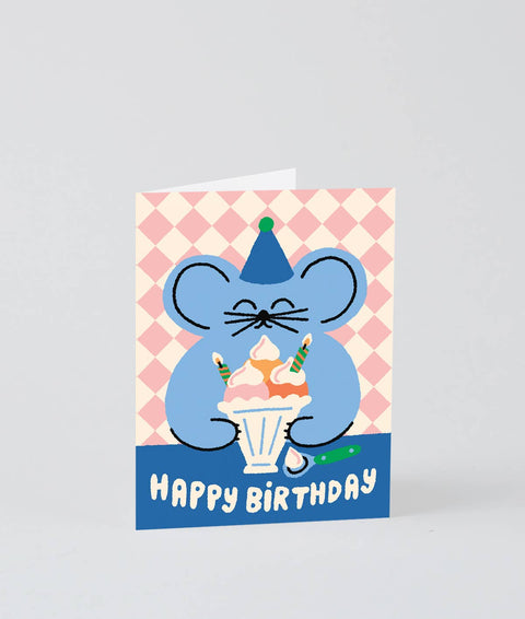 Happy Birthday Ice Cream Sundae Kids Greeting Card