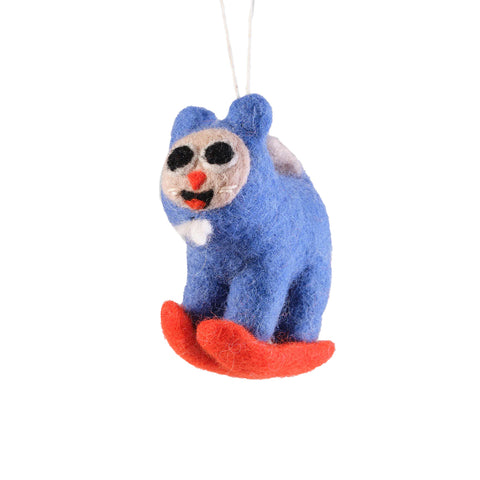 Eddie, Skiing Cat Felt Hanging Decoration