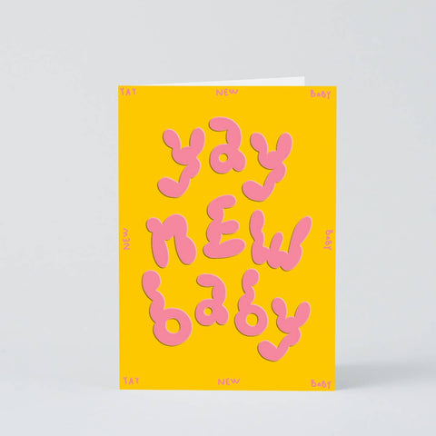 'Yay New Baby' Embossed Greetings Card