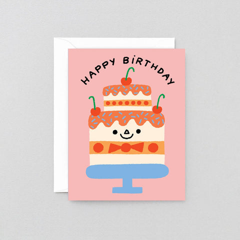 Happy Birthday Cake & Cherries Kids Greeting Card