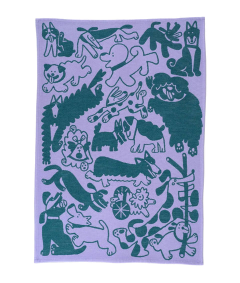 Dogs Day Out Woven Cotton Tea Towel