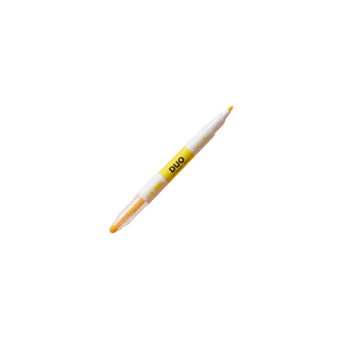 White pen with yellow accents on a white background