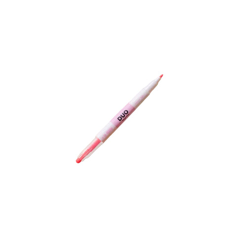 Pink pen with 'DUO' branding on a white background