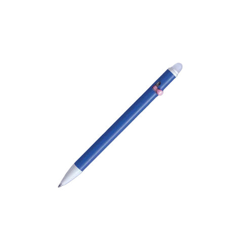 Blue pencil with a white eraser on a light gray background