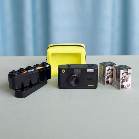 SHOW turquesa - Cámara reutilizable de 35 mm con flash