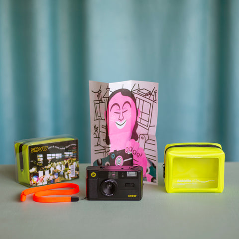 SHOW turquesa - Cámara reutilizable de 35 mm con flash