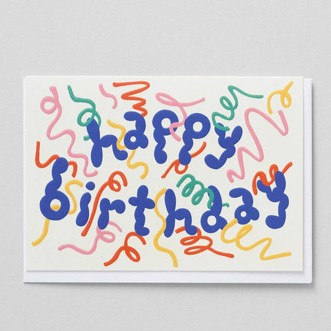 Happy Birthday Streamers' Embossed Greetings Card