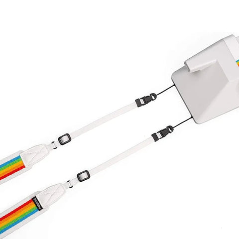 Camera Flat Strap Rainbow White