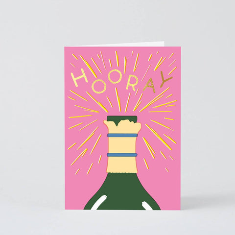 Hooray Champagne Greetings Card