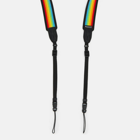 Camera Flat Strap Rainbow Black