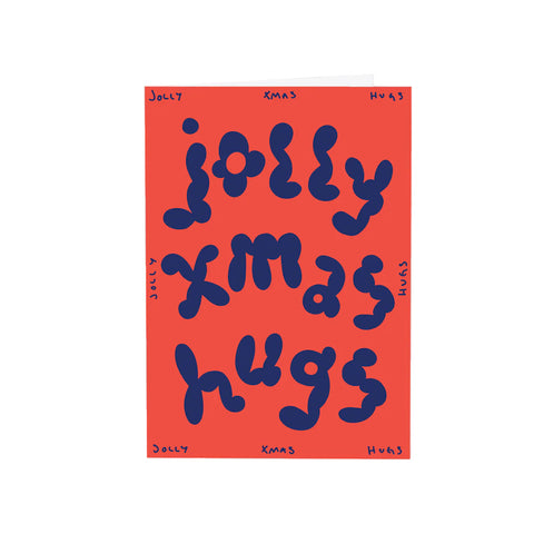 Jolly Xmas Hugs Embossed Christmas Card