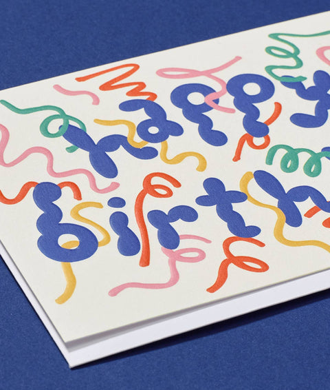 Happy Birthday Streamers' Embossed Greetings Card