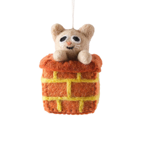 Simbi, Cat in a Chimney Felt Hanging Decoration