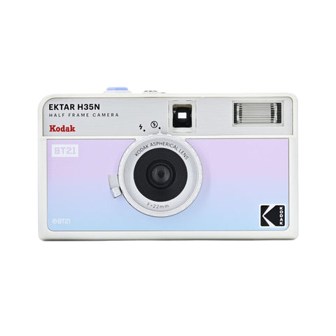 Kodak Ektar H35N half-frame camera with BT21 and Line Friends branding on a white background