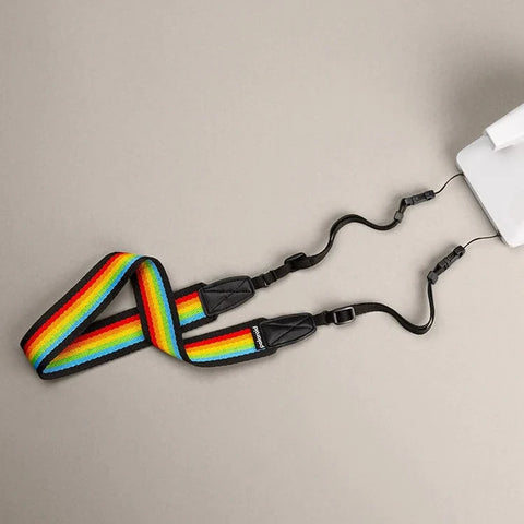 Camera Flat Strap Rainbow Black