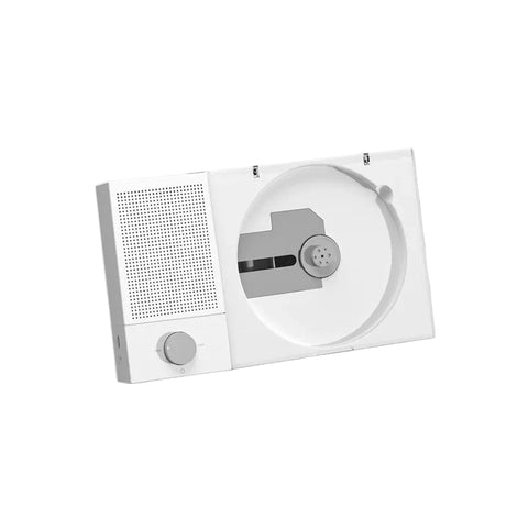 Vintage-style radio receiver on a gray background