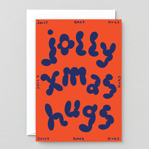 Jolly Xmas Hugs Embossed Christmas Card