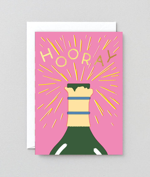 Hooray Champagne Greetings Card