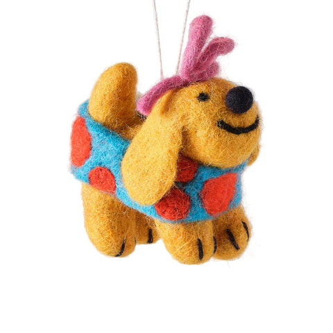 Fifi, Wrapped with Pink Bow Felt Hanging Decorationv