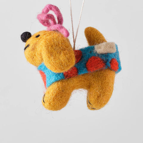 Fifi, Wrapped with Pink Bow Felt Hanging Decorationv