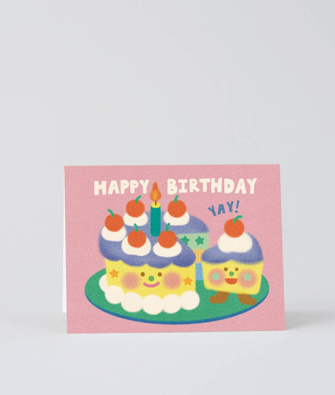 Happy Birthday Yay Cake & Slice Kids Greeting Card