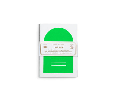 Hanji Book Passport 3pcs set Neon Green