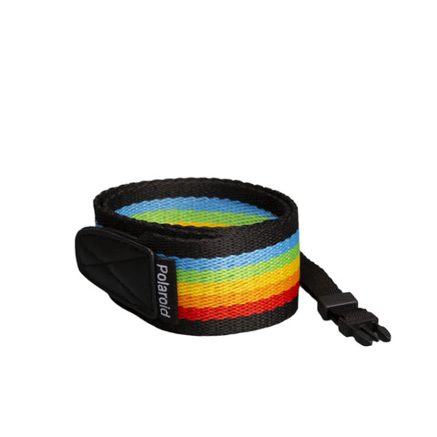 Camera Flat Strap Rainbow Black