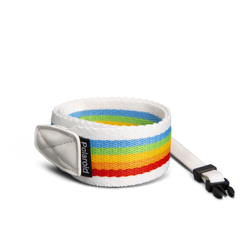 Camera Flat Strap Rainbow White