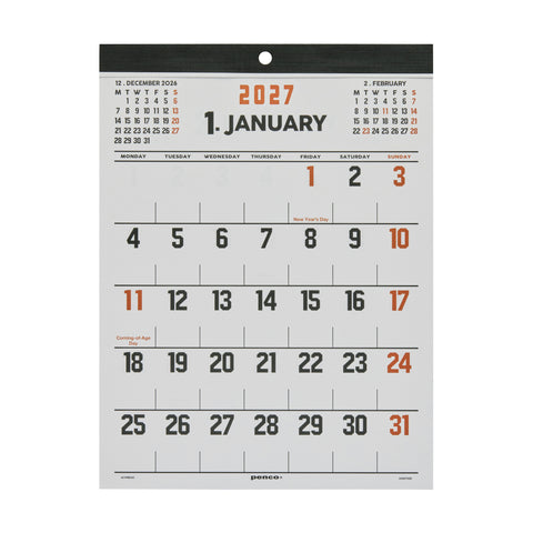 2027 Calendar O/S - A4